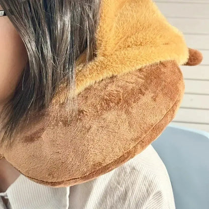 Travel pillow with capybara hood