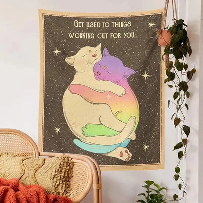 Feline Magic: Lunar Wall Tapestry